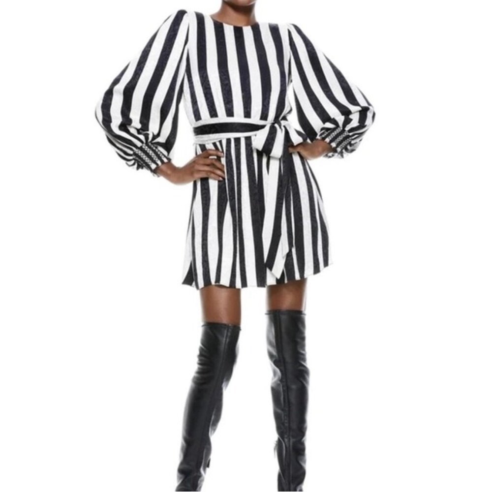 Chic Striped Black and White Dress